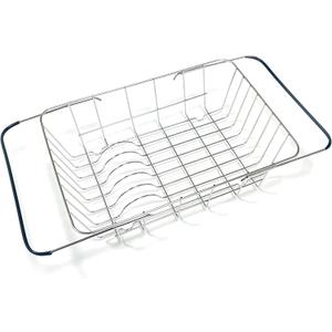 Expandable Dish Drying Rack in Sink or Over The Sink - 18/8 Stainless Steel Dish Rack/Drainer/Strainer/Dishrack for Kitchen Counter or RV - Adjustable, Deep and Large, Rustproof, Black
