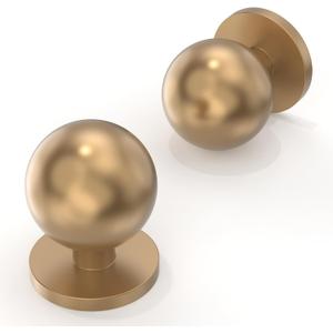 10 Pack Champagne Bronze Cabinet Knobs - Round Kitchen Cabinet Knobs & Drawer Knobs - 1-1/4" (30MM) - Brass Modern Gold Finish (Single Hole Knob)