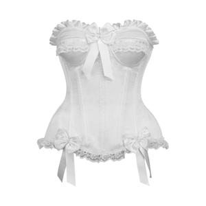 Top Drawer White Satin Steel Boned Burlesque Corset 2XL