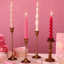 Nuanchu 4 Pcs Twisted Taper Candles Wax Unscented Smokeless Spiral Swirl Candlesticks for Wedding Holiday Dinner Party Home Decorations(7.87 Inch,Pure,Valentines Color)