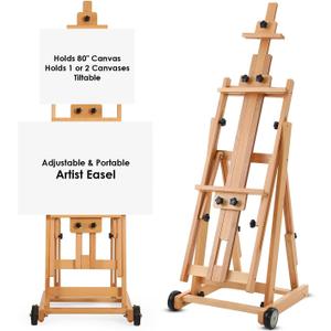 Easel for Painting, H Frame Easel, Painting Stand, Studio, Fits 80” Canvas