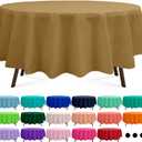 Gold 3 Pack Round Plastic Tablecloth 84 Inches Premium Shinning Harvest Gold Decorative Table Cover for Baby Shower, Birthday, Wedding, Indoor and Outdoor use