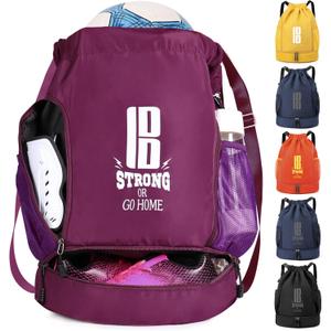 brooman Youth Soccer Bags Boys Girls Backpack for Soccer Basketball Volleyball & Football with Ball Compartment (Purple)