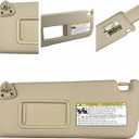 Sun Visor Pair Compatible with 2004-2007 Toyota Highlander (Driver & Passenger Side) - Non-Illuminated No Light, Leather Sunshade Replacement Assembly Kit with Clips, Screws, & Manual - (Color Beige)