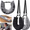 2Pack Stuffable Travel Pillow for Extra Luggage, Velvet Travel Neck Pillow with Adjustable Neck Size, Fits About 6 T-Shirts Travel Essentials Multifunctional Sleeping Rest Cushion, Gray and Black
