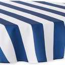 DII Cabana Stripe Outdoor Tabletop Collection, Water Resistant, Tablecloth, 60" (Round), Nautical Blue