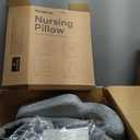 Nursing Pillow for Standing/Sitting Use- Springy Memory Foam for Support & Comfort, Large Breast Feeding Pillow - Safety Fence, Adjustable Waist Belt and Support Backrest, Removable Cover with Pocket