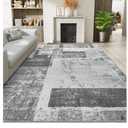 LOCHAS Rug for Living Room, Washable Soft Area Rugs for Bedroom 5x8, Abstract Carpet for Indoor Office Kids Dining Room Nursery Floor, Grey Geometric Vintage Home Decor, Non Slip, Pet Child Friendly