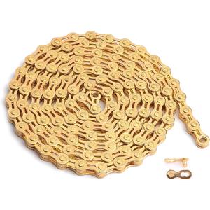 Hycline Bike Chain 6/7/8-Speed,Bicycle Chain 1/2x3/32 Inch,Special Steel for Road Mountain Racing Cycling (116 Links) (Half Hollow-Gold)