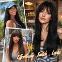 Black Wig with Bangs Long Black Wig for Women Synthetic Heat-Resistant Hair Layered Style Hair for Daily and Party Use