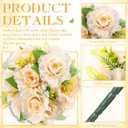Riceshoot 2 Sets Artificial Cemetery Flowers for Grave Father's Day 24 Heads Peony Memorial Fake Flower 16.54'' Faux Silk Floral Arrangements for Dad Gravesite Outdoor Headstone Decor(Champagne)