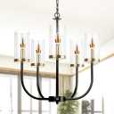Black+Gold Chandelier, Ceiling Light Fixture, Dining Room Light Fixture, 5-Light Modern Farmhouse Chandelier, Industrial Modern Chandelier For Bedroom, Dining Room, Kitchen, Hallway, Foyer, & Entryway
