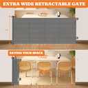 Upgrade 71" Retractable Baby Gates with Reinforced Strips, 41" Tall Retractable Gate Indoor for Baby and Pet, Outdoor Dog Gates for Stairs, Doorways, Hallways-Grey