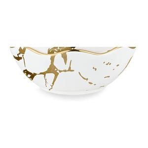 fanquare 10oz Gold Marble Soup Bowl, Porcelain Cereal Bowls Set for 1 Small Kitchen Serving Bowls, Dishwasher Safe, 5.5"