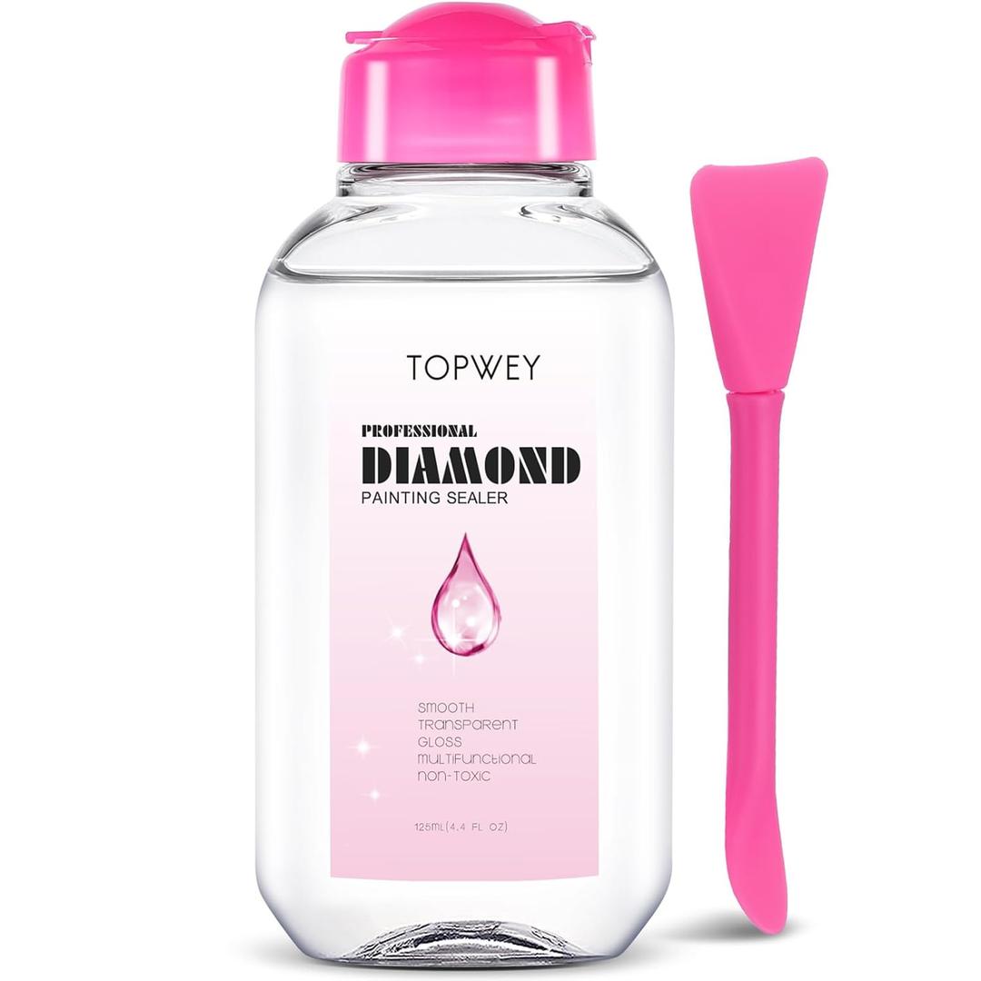 Diamond Painting Sealer, Topwey Diamond Painting Adhesive with Applicator Helps retain Your Diamond Sparkle, Also Applicable to Puzzles for Adults (125 ML 4.4 Fl Oz)