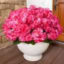 ATTGREAT Artificial Geraniums for Outdoors Faux Plants UV Resistant Flowers Outside Fake Silk Flowers Bulk Realistic Plastic Greenery for Home Porch Planter Patio Decor, 6 Bundles (Rose Red)