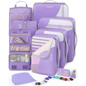 8 Set Packing Cubes for Travel, Gifts for Women Mom,Anti-Tearing Suitcase Organizer,OlarHike Vacation Essentials & Accessories for Cruise Ship (13 Purple)