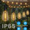 60FT(50+10) String Lights Outdoor, 2FT Bulb Spacing, Waterproof Shatterproof Warm White ST38 LED Edison Bulbs, Extension Cord, Plug in Connectable Hanging Patio Lights for Outside, Backyard