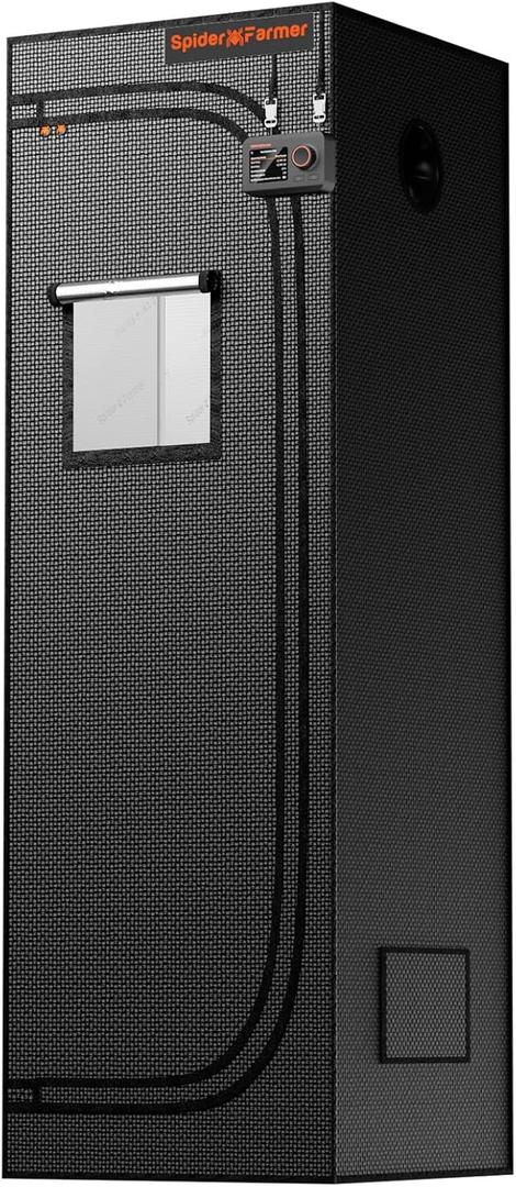 Spider Farmer 2x2x6 Grow Tent 2025 New, 24"x24"x72", with Hook for Controller, View Window, Side Buckle for Door, 1680D Thicken Mylar Canvas for Indoor Hydroponic Growing for SF1000, SE1500, G1500