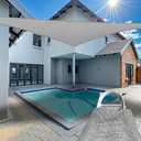 Triangle 32' x 32' x 32' Gray Sun Shade Sail Canopy Awning for Patio Backyard Lawn Garden Outdoor Activities Grade UV Block Mesh Netting
