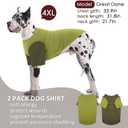 2 x 2 Pack Shirts for Large Dogs 4XL - Lightweight Breathable Dog Clothes, Prevent Overheating Summer Cool Tees for Travel, Hiking, Beach, Lounge Wear, Sleep, Green