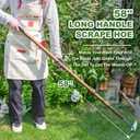 Haliaeetus Sickle Hoe, 58'' Long Handle Japanese Hand Hoe for Standing to Remove Weed, Stainless Steel Scraper Hoe, Bent Angle Weeding Sickle for Fastly Scraping Out Weed on Flower Bed, Between Plants