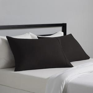 Amazon Basics Standard Pillowcases Set of 2 - Lightweight, Super Soft Easy Care Microfiber, Black, 30" L x 20" W, Pillows Not Included