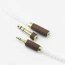 3.5mm 1/8" TRS Male and 6.3mm 1/4" Adapter to 4.4mm Balanced Female Headphone Audio Adapter Walnut Wood Shell Cable 8 Cores 6N OCC Copper Single Crystal Silver Plated Wire