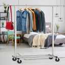 Simple Houseware Heavy Duty Clothing Garment Rack, Holds Up to 150 lbs, 42 to 67 Inches Extendable Rod, Chrome