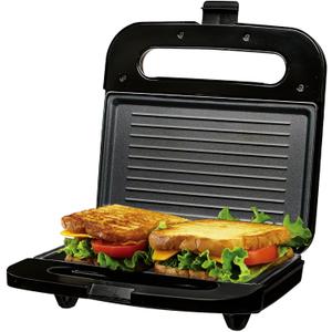 OVENTE Electric Panini Press Grill with Nonstick Plates, LED Indicator Lights, Thermostat Control, Cool Touch Handle, Compact Sandwich Maker Perfect for Cooking Breakfast, Snacks & More, Black GP0401B