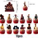 6 x 13Pcs Stranger 5 TV Cake Decorations with 12pcs Cupcake Toppers, 1pcs Cake Topper for Boys and Girls Movie Theme Birthday Party Decorations
