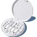 evron USB Adapter Multi Charging Cable Case 2pc Set, Micro USB Cable Gadgets Box with Phone Kickstand, USB C to Micro USB, Type C to iOS Device,Data Transfer,SIM Card Pin (White(Disc+Mirror))