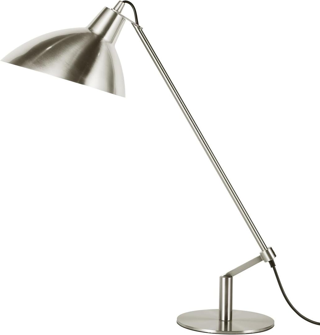 Desk Lamp Modern Industrial 100% Metal Adjustable Table Lamp 24", Natural Light (4000K) with Dimmer, Ideal for Office Bedroom Study Room Living Room Nightstand Bedside Lamps Nickel