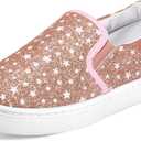 K KomForme Toddler Girls Boys Shoes Little Kids Slip on Canvas Sneakers for Running/Walking (Star Glitter)