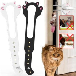Cat Door Latch Holder,8 Adjustable Sizes Stronger Flex Cat Door Stopper, Keep Door Open 1.5" to 8", Let's Cats in and Keeps Dogs Out of Litter & Food, No Tool Required & No Wall Damage (1*white+1*black)