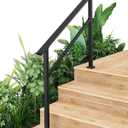 Hand Rails for Outdoor Steps, Metal Stair Railing Handrail, 4 Steps, Black