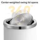 Mbillion Small Trash Can with Swing Lid 4 Gallons/ 15 Liter, Mini Trash Can with lid, Stainless Steel Cylindrical Garbage Can for Home and Office Bathroom Bedroom, for Ground and Desktop White