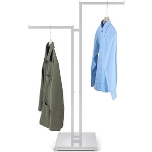 Weysat 2 Way Clothing Rack with 16 Straight Arms Adjustable From 48 to 72 Heavy Duty Clothing Display Stand for Boutique Shops Large Retail Stores and Home Storage, Rectangular Tubing (Silver)
