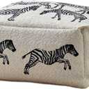 Pouf Ottoman Cover,No Filler Zebra Plush Cloth Foot Stool, Cube Bean Bag Ottoman, Foot Rest Can Be Filled with Used Clothes,Plush Toy for Storage for Living Room, 18"D x 18"W x 8"H