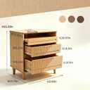 Nightstand with Charging Station, 3 Drawers Fluted Bedside Table, USB Ports Outlets, Mid Century Modern End Table, 1 Small and 2 Large Drawers, Natural Oak 、Walnut Finish (Natural Wood Color)