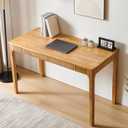 Solid Wood Desk with Drawers, Light Wood Desk for Small Spaces, Small Writing Desk for Bedroom, Gaming Study Home Office Wooden Desks for Work, 47 inch Wood Computer Desk, 47.2 inches x 22 inches x 29.5 inches