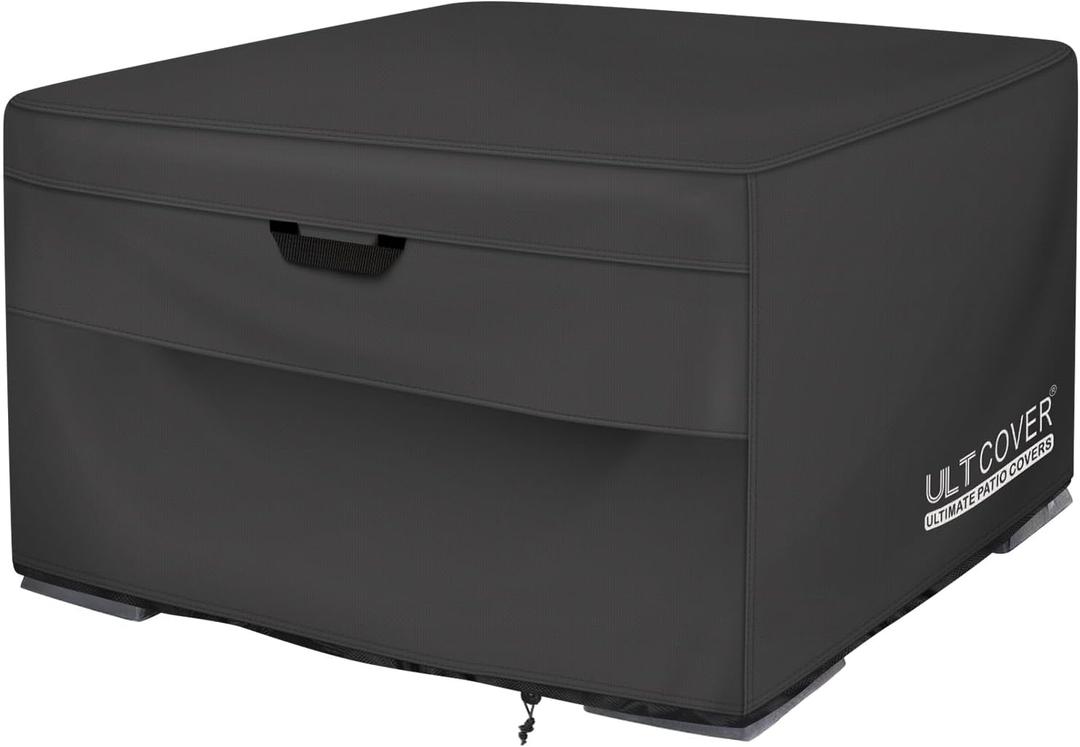 ULTCOVER Patio Fire Pit Table Cover Square 44 inch Outdoor Waterproof Fire Bowl Cover, Black