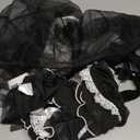 Foxiny Sexy Stockings Mini Skirt Mesh Sheer Lace Halloween Costume Maid Outfit Lingerie with Thong Set 4 Piece L