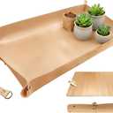 Waterproof Transplanting Mat Leather Plant Repotting Mat,Indoor Succulent Potting Mat,Thickened Foldable Plant Potting Tray and Mess Control mat(11.81 * 23.62inch) (Khaki)