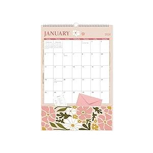 Guasslee 2025-26 Wall Calendar with Pockets, 12-Month Vertical Pocket Wall Calendar From Jul. 2025 - Jun. 2026, 17" X 11.5" Monthly Hanging Planner Aesthetic With Thick Paper For Home School Office