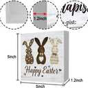 Happy Easter Bunny Rabbit Ears Floral Leaves Easter Decoration Bunny Wooden Sign Spring Yard Rabbit Dcor for Home Farmhouse Farm Kitchen Dining Room Bathroom Shelf Table-156