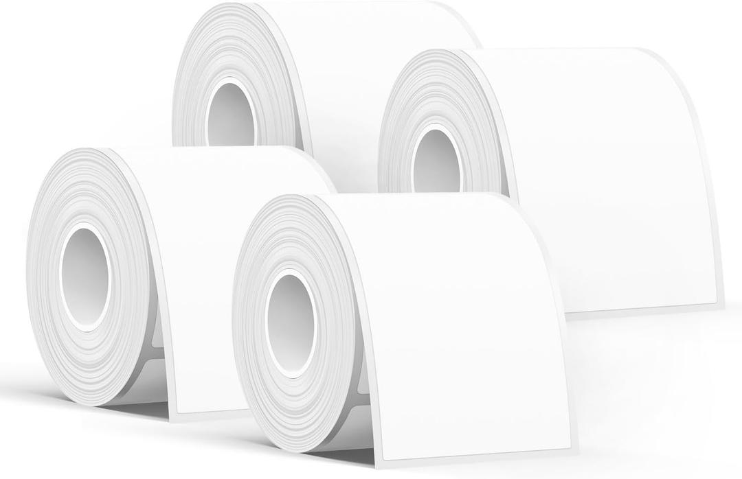 SUPVAN T50M Series Label Maker Tape, 4 Rolls 1.96''  3.14'' (50mm  80mm) 100 Labels/Roll Genuine Laminated Thermal Label Tape, Waterproof Oilproof Highly Adhesive Auto Detect Labels, Black on White