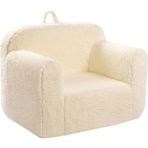 Kids Snuggly-Soft Sherpa Chair, Cuddly Toddler Foam Chair for Boys and Girls, Cream