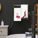 Cherry Kitchen Hand Towels Set of 2 16x24 Inch, Cherry Towels for Bathroom Decor, Gift for Preppy Towel, Trendy High Heel Boots Cocktail Kitchen Bar Dish Towels Decorative