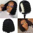 Glueless Wigs Human Hair Pre Plucked Pre Cut Wear and Go Glueless Curly Bob Wigs for Black Women 5x5 HD Lace Closure Wigs Wet and Wavy Wigs Human Hair 200% Density (12 inches)